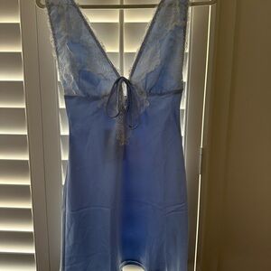 Princess Polly Light Blue Lace-Trim Slip Chemise